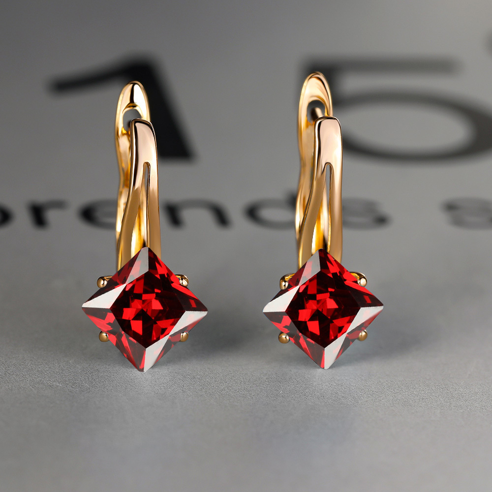 Multicolor Birthstone Drop Dangle Earrings Red Stone Hook Earrings